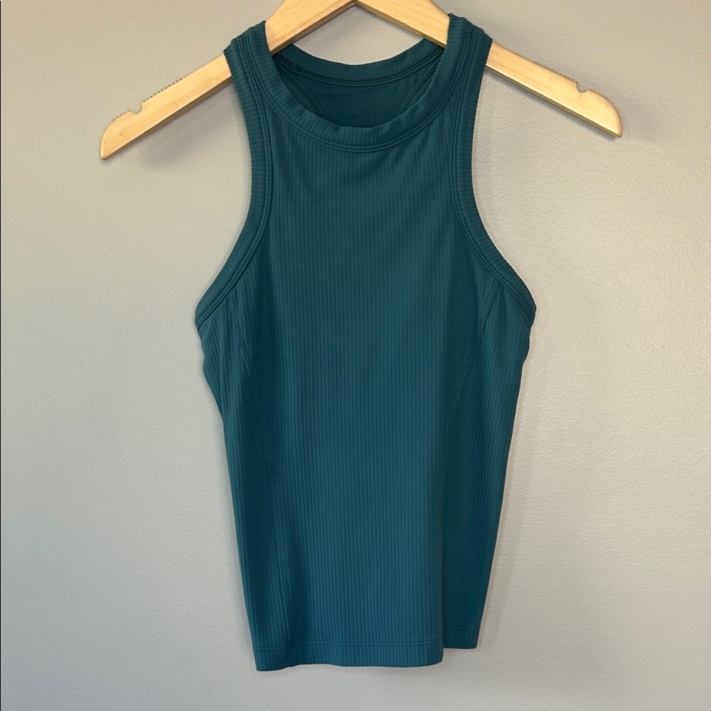 Lululemon Ribbed Nulu‎ Racerback Yoga Tank Top Green Jasper Size 4